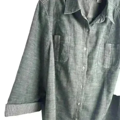 Alfred Dunner  Women's Plus Size 24W Gray Jacket w/ Pockets & Roll-Up Sleeves