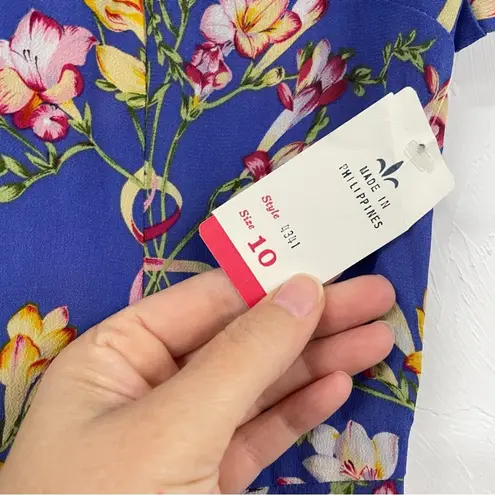 Vintage Herman Geist Blue Floral Print Blazer & Maxi Dress 2 Piece Matching Set Size 8