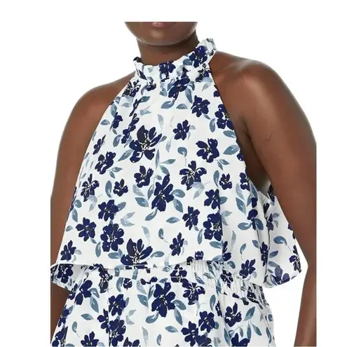 Mud Pie Mud Pie Blue White Floral Pacey Flounce Dress Tiered Women Size Medium NWT