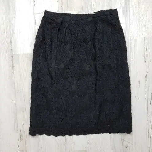 Anne Klein  II Black Knee Length Lace Straight Pencil Skirt Women's Size 6