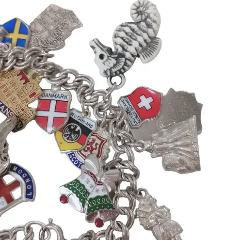 Sterling Silver W/ 26 Charms- chain link boho charm bracelet