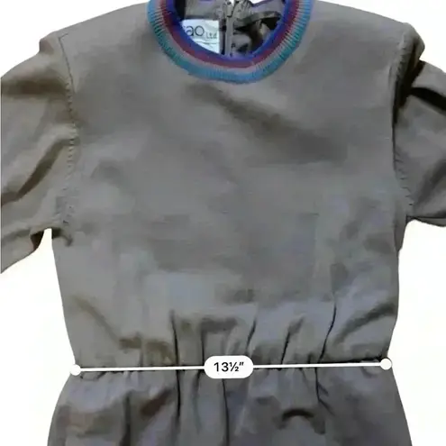 Vintage Ciao Ltd Plaid Sweater Gray Taupe Suede Dress Jacket 2 Piece Set Size 4 Multiple