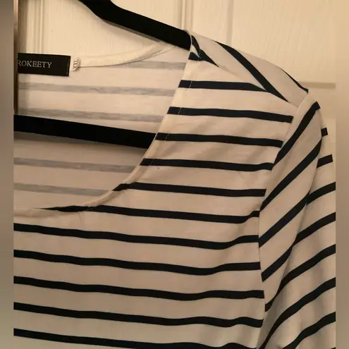 SS Maxi dress: striped top+floral skirt XXL Blue