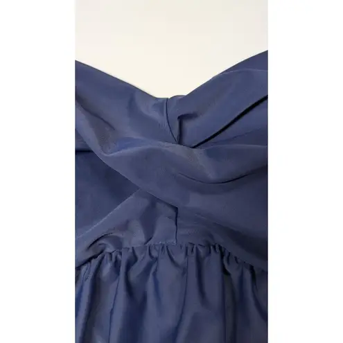 Tankini Top Twist Front Flowy Beach Adjustable Straps Padded Cups Women Size M Blue Size M