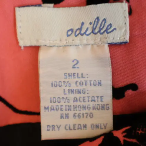 Anthropologie Odille Y2K Rockabilly Floral Skirt Pink Black Lace Retro Size 2