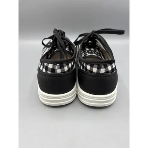 TRAQ Alegria Sneaq Sneakers Womens 40 Black White Gingham Plaid Comfort Shoes Size 9.5