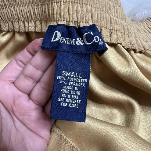 3/$30 Denim & Co Skirt Womens Small Golden Tan Faux Suede Asymmetric Fringe Hem Gold