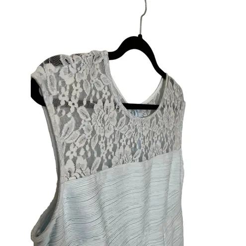 Motherhood Maternity Blue Lace Yoke Fit & Flare Dress Size Large Baby Shower NWT