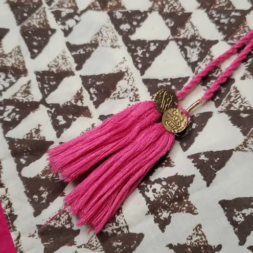 JUNIPER Elegant Pink and Cream Patterned Dress Size L