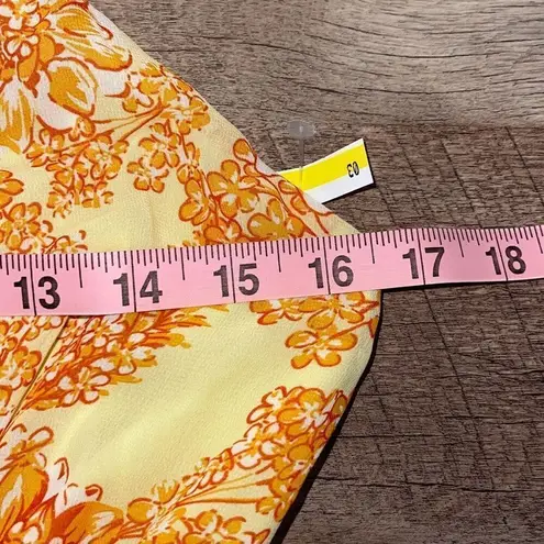 Collective Concepts Womens Floral Smocked Waist Halter Dress Yellow Medium NWOT