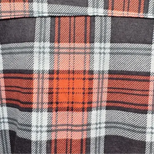 NEW White Mark Coral & Gray Plaid Lightweight Button Front Shirt Dress Small