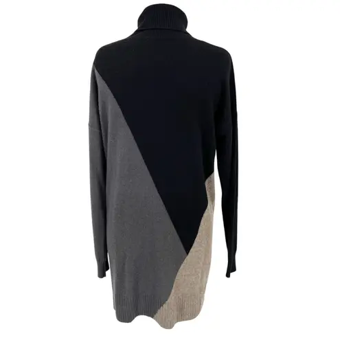 margaret o'leary Cashmere Turtleneck Sweater Dress Black Gray Size Medium