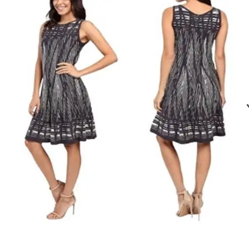 Nic+Zoe Dress Size 2pDashed Diamonds Fit & Flare Sleeveless Gray Modal