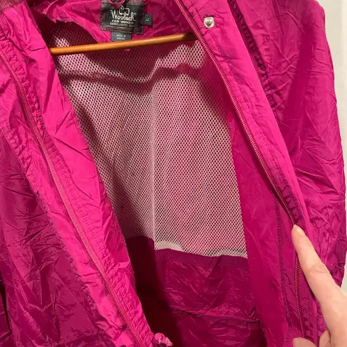 Woolrich 90’s raspberry maxi hooded rain parka packable travel lightweight