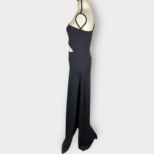 Susana Monaco One Shoulder Cutout Maxi Dress Women's Large Black Leg Slit NWT