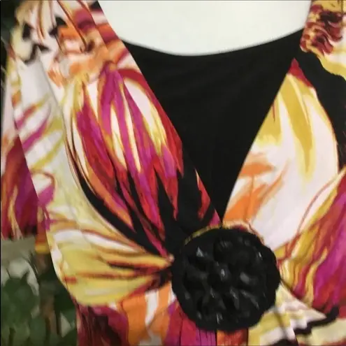 Notations ๐ธ3/$15๐ธ Colorful Floral Contemporary Work Short Sleeve Blouse M