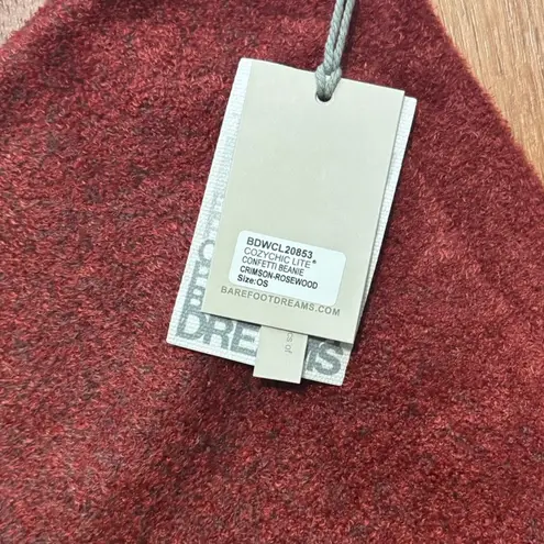 NWT Barefoot Dreams CozyChic Confetti Beanie Crimson Rosewood