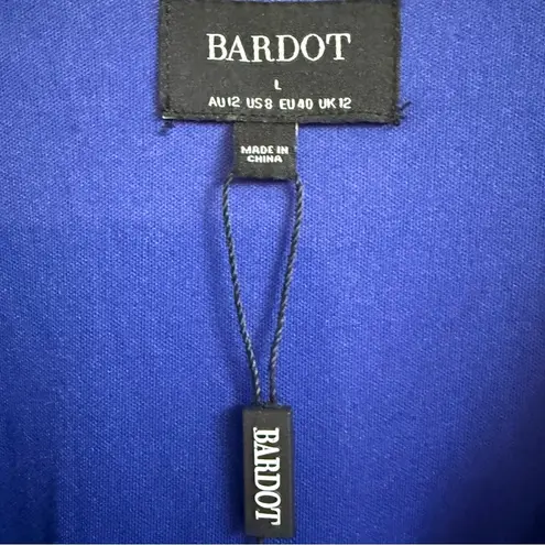 Bardot Bellissa long sleeve metallic minidress navy Lurex size Large (US 8) NWOT