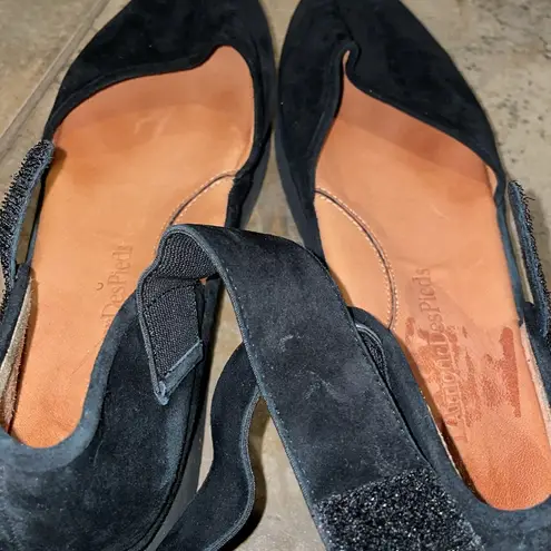 L'Amour Des Pieds Amadour Black Suede Leather Platform Shoes Womens Size 10