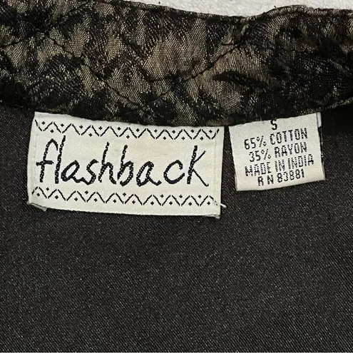 Flashback Velour Patchwork Blazer Jacket Size Small Brown