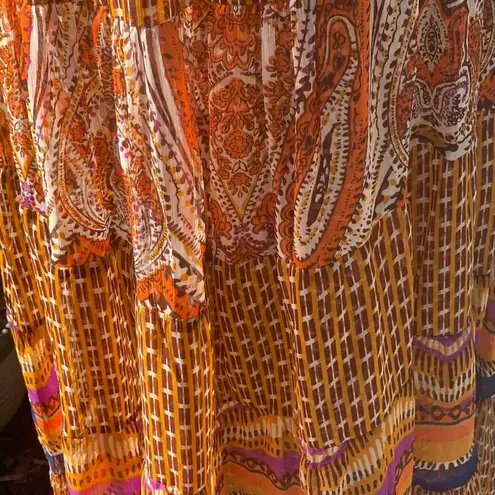 Alberto Makali  Boho babydoll beaded maxi dress size 4