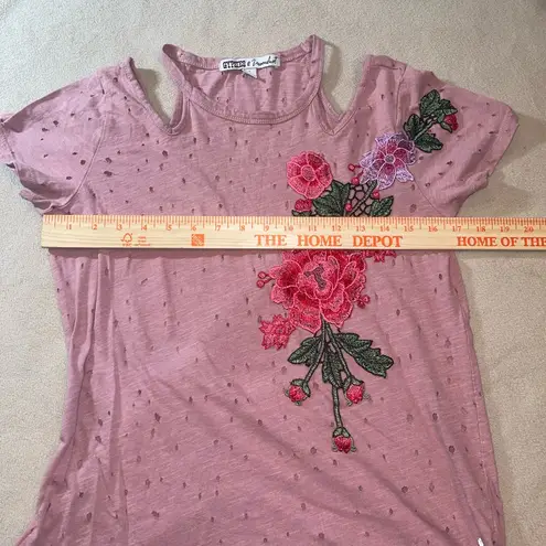 Gypsies & Moondust Pink Floral Embroidered Women's Top size small Y2K