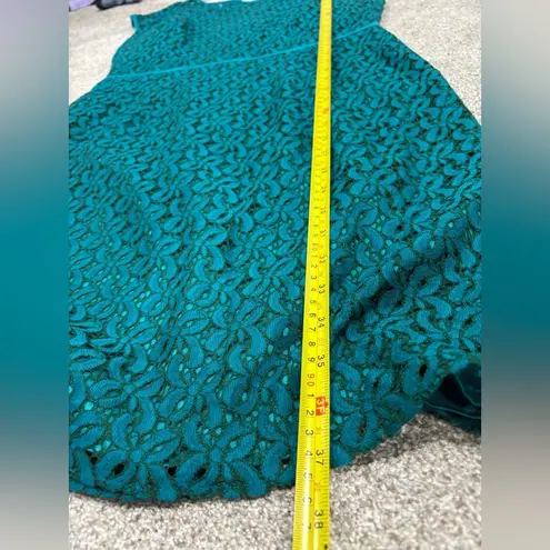 Coldwater Creek Turquoise Blue Mesh Lace Semi Formal Dress Size 10 Eyelet Lace