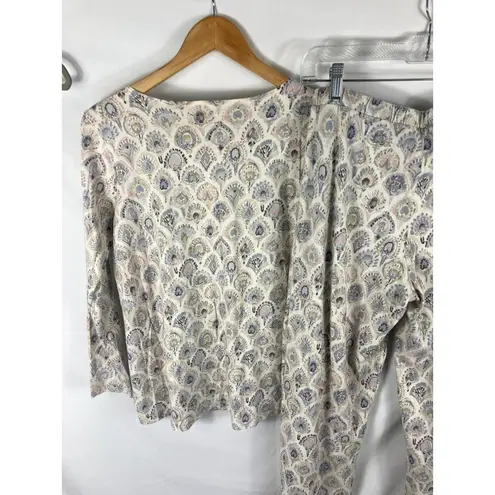 J Jill Sleep Sueded Elliptical Tee and Straight Leg Pant Set Size XS Gray