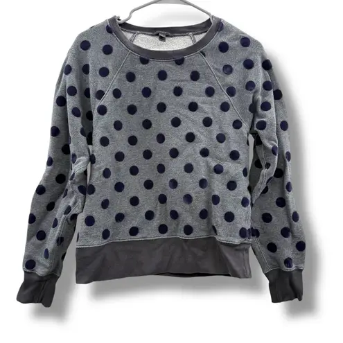 J.Crew Polka Dot Navy Blue & Gray Long Sleeve Pullover Sweater Sz S