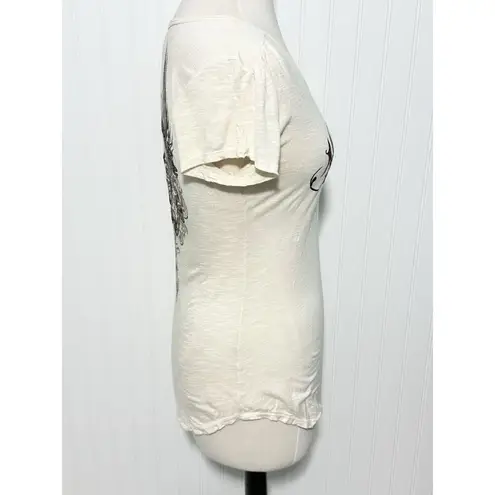 Harley Davidson Women's Love To Role Heart Crown Print T Shirt Beige Size Small White