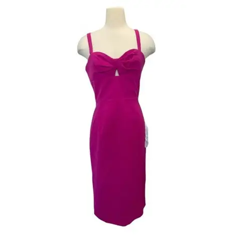 Dress the Population Dress‎ The Population Eve Twist Front Midi Sheath Dress NWT Medium Fuchsia Pink