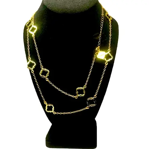 FORNASH Quatrefoil Gold Tone Necklace with lobster claw clasp 42 inches long