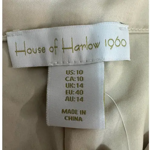 House of Harlow 1960 Cargo Pants Women's Size 10 High Waist Satin Champagne Tan