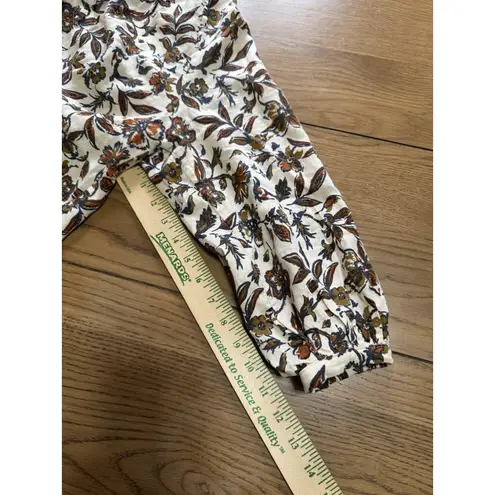 Faherty Portia Linen Blend Top Floral Peasant V Neck Size Small Cottagecore