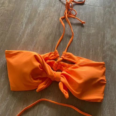 Orange two piece bikini set bandeau bikini top and cut out waist bikini bottom S NEW