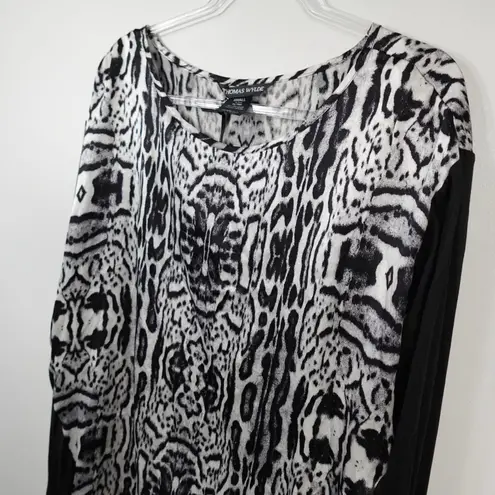Thomas Wylde Black White Silk Long Sleeve Blouse Dress Neo