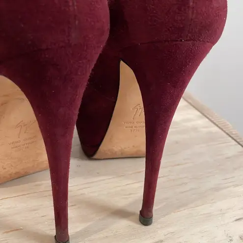 Giuseppe Zanotti Suede Platform Peep Toe Pumps