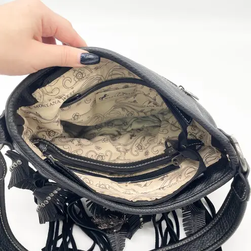 Montana West Womens Shoulder Bag Black Fringe Studded Boho Cowgirl Rodeo Western