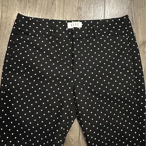 Elle  Brand Skinny Ankle Black White Polka Dot Career Pants Trousers Size 8