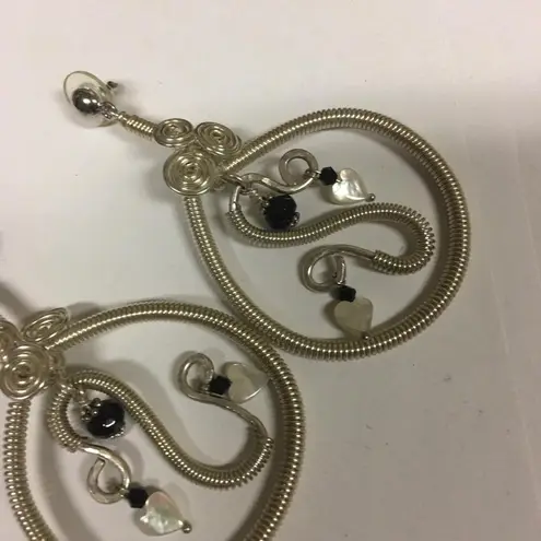 Costume Earrings Pierced Large Silver Tone Dangle