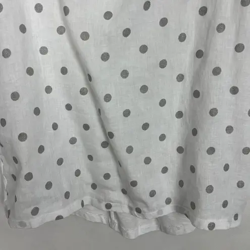 Cotton Linen Polka Dot Top Womens Medium Minimalist Coastal Beachy Lagenlook White