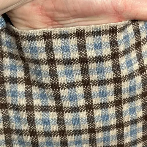 Rachel by Rachel Roy Cropped Sky Blue and Brown Plaid Blazer Size XL