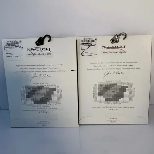 Natori Marylin Sheer Tights Nude Black Size M Floral Lace Leg Pair of 2