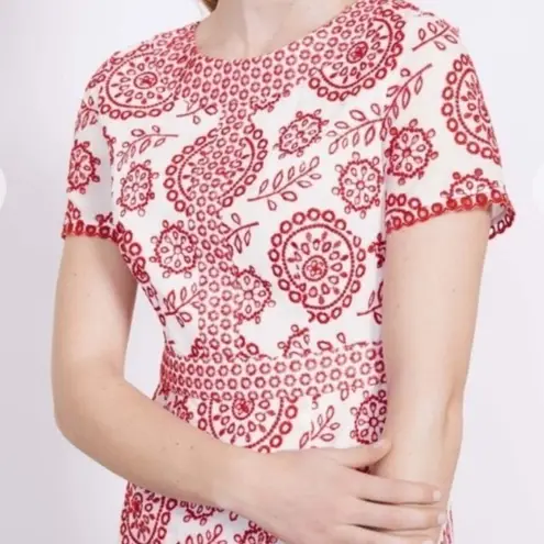 Boden USA Boden Claude White Red Eyelet Dress Size 6