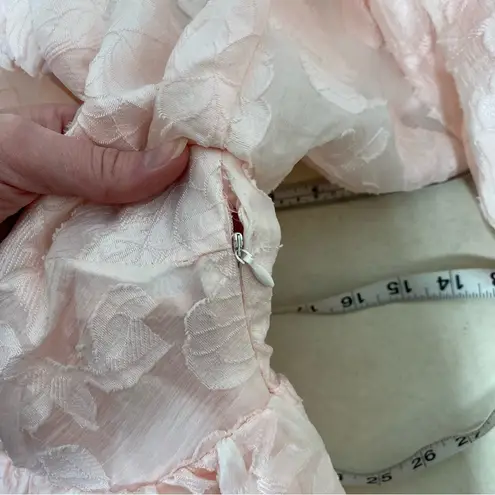 Sister Jane DREAM pink Floral Brocade Organza Mini Dress Puff Sleeve size medium