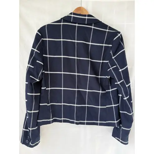 Cupcakes and Cashmere Connor Navy White windowpane Plaid Blazer Size 10