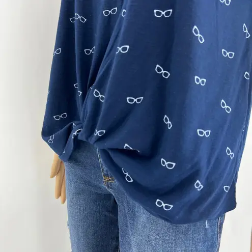 IZOD (M) Navy Blue Sunglass Knot Tie Cap Sleeve Tee Shirt