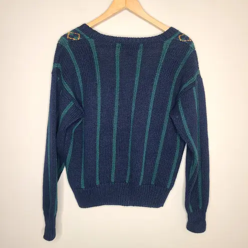 Vintage Princeton Club Plaid Striped Four Button Cardigan 90s Size Medium Green