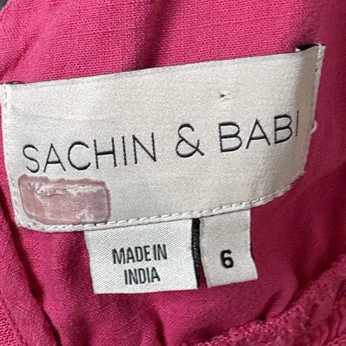 Sachin & Babi Bri Tie Dye Pink & Orange Cutout Midi Dress Size 6