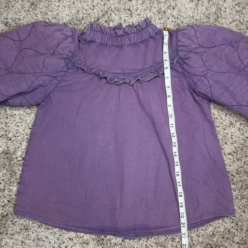 Sea New York Layla Quilted Puff Sleeve Ruffle Top Orchid Purple Small S Cottage